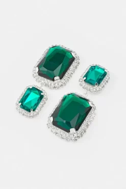 Coupon ❤️ Karen Millen Statement Diamante Framed Drop Earrings 💯 -Occasionwear Popular Store bkk06187 green xl 2