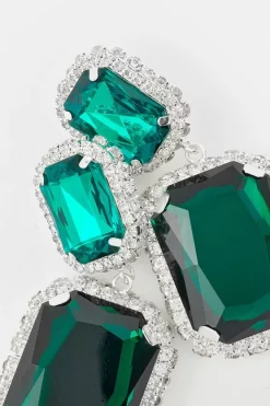 Coupon ❤️ Karen Millen Statement Diamante Framed Drop Earrings 💯 -Occasionwear Popular Store bkk06187 green xl 3