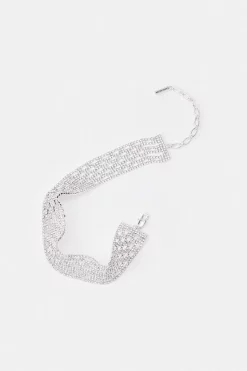 Cheap ❤️ Karen Millen Silver Plated Diamante Choker Necklace ⭐ -Occasionwear Popular Store bkk06191 silver xl 2