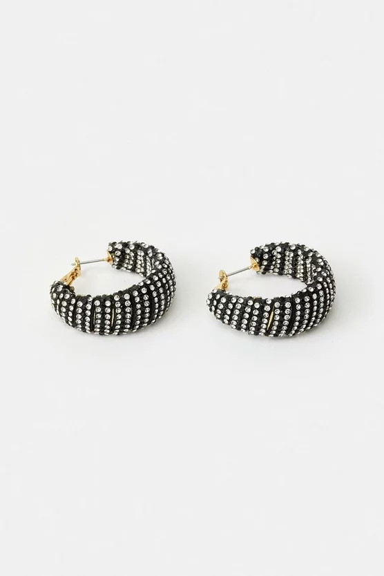 Brand new โค๏ธ Karen Millen Diamante Detail Statement Hoop Earrings - black ๐ 4 Brand new โค๏ธ Karen Millen Diamante Detail Statement Hoop Earrings - black ๐ - Image 2