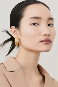 Deals 🔔 Karen Millen Gold Plated Chunky Hoop Earrings 🧨