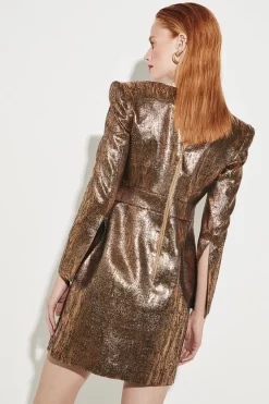 Hot Sale ๐งจ Karen Millen Sweetheart Neck Jacquard Mini ๐ Dress ๐ 15 Hot Sale ๐งจ Karen Millen Sweetheart Neck Jacquard Mini ๐ Dress ๐ -Occasionwear Popular Store bkk06235 gold xl 5