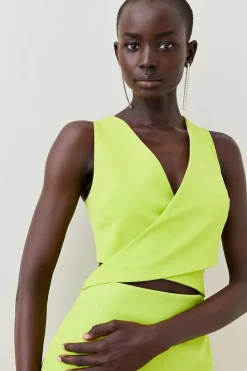 Cheapest 🧨 Karen Millen Wrap Waist Midi 👗 Dress 👍 -Occasionwear Popular Store bkk06236 lime xl 1