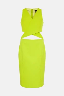 Cheapest 🧨 Karen Millen Wrap Waist Midi 👗 Dress 👍 -Occasionwear Popular Store bkk06236 lime xl 3