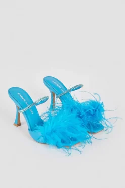 Deals 😀 Karen Millen Leather Diamante Feather Heeled Mule ❤️ -Occasionwear Popular Store bkk06241 blue xl 3