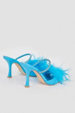 Deals 😀 Karen Millen Leather Diamante Feather Heeled Mule ❤️ -Occasionwear Popular Store bkk06241 blue xl 4