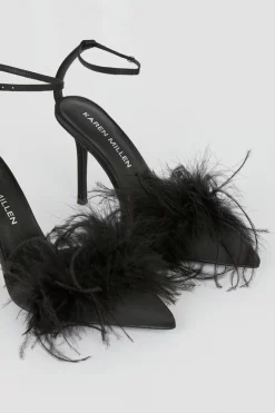 Brand new ✔️ Karen Millen Satin Closed Toe Feather Heel ⌛ 14 Brand new ✔️ Karen Millen Satin Closed Toe Feather Heel ⌛ -Occasionwear Popular Store bkk06242 black xl 3