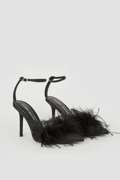 Brand new ✔️ Karen Millen Satin Closed Toe Feather Heel ⌛ 15 Brand new ✔️ Karen Millen Satin Closed Toe Feather Heel ⌛ -Occasionwear Popular Store bkk06242 black xl 4