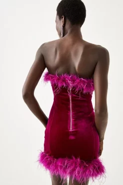 Promo 🔥 Karen Millen Velvet Feather Detail Mini 👗 Dress - purple 🔔 -Occasionwear Popular Store bkk06271 purple xl 4