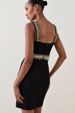 Cheapest 🔔 Karen Millen Embellished Halter Figure Form Mini 👗 Dress - black ❤️ -Occasionwear Popular Store bkk06324 black xl 4