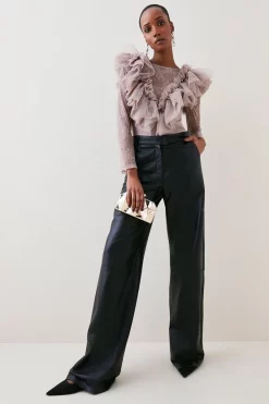 Top 10 🤩 Karen Millen Tulle Lace Jersey Bodysuit - neutral 🎁 -Occasionwear Popular Store bkk06383 neutral xl 2