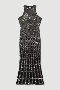 Coupon 🔔 Karen Millen Premium Crystal Embellished Open Back Maxi - silver 👏 -Occasionwear Popular Store bkk06390 silver xl 3