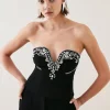 Cheap 🎉 Karen Millen Crystal Embellished Cady Bustier 🔔 -Occasionwear Popular Store bkk06434 black xl