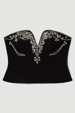 Cheap ๐ Karen Millen Crystal Embellished Cady Bustier ๐ 12 Cheap ๐ Karen Millen Crystal Embellished Cady Bustier ๐ -Occasionwear Popular Store bkk06434 black xl 3