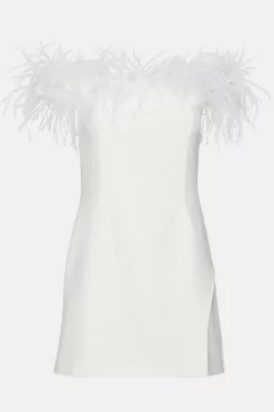 Best Sale ๐ Karen Millen Structured Crepe Feather Bardot Mini ๐ Dress โ๏ธ 11 Best Sale ๐ Karen Millen Structured Crepe Feather Bardot Mini ๐ Dress โ๏ธ -Occasionwear Popular Store bkk06462 ivory xl 3
