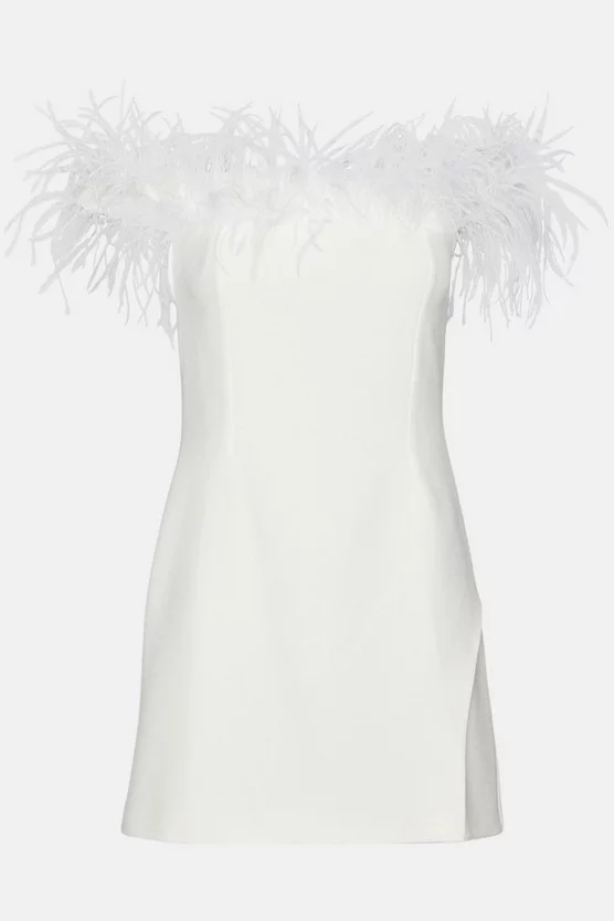 Best Sale ๐ Karen Millen Structured Crepe Feather Bardot Mini ๐ Dress โ๏ธ 6 Best Sale ๐ Karen Millen Structured Crepe Feather Bardot Mini ๐ Dress โ๏ธ - Image 4