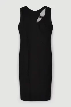 Cheapest 😀 Karen Millen Compact Stretch Chain Detail Pencil Midi 👗 Dress 👍 -Occasionwear Popular Store bkk06492 black xl 3