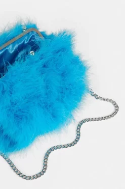 Buy 👏 Karen Millen Large Feather Chain Bag 😀 -Occasionwear Popular Store bkk06503 blue xl 3