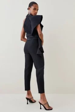 New 🤩 Karen Millen Satin Back Crepe Ruffle Sleeve Jumpsuit ✨ 10 New 🤩 Karen Millen Satin Back Crepe Ruffle Sleeve Jumpsuit ✨ -Occasionwear Popular Store bkk06517 black xl 2