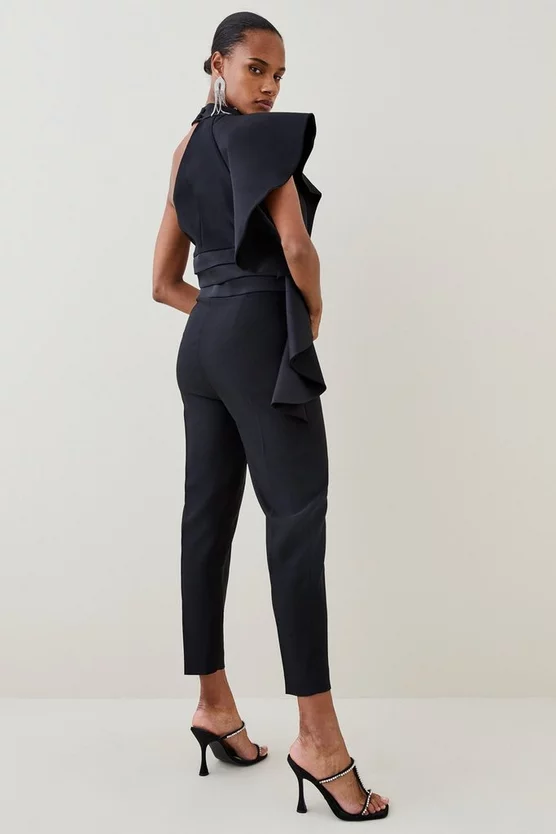 New 🤩 Karen Millen Satin Back Crepe Ruffle Sleeve Jumpsuit ✨ 5 New 🤩 Karen Millen Satin Back Crepe Ruffle Sleeve Jumpsuit ✨ - Image 3