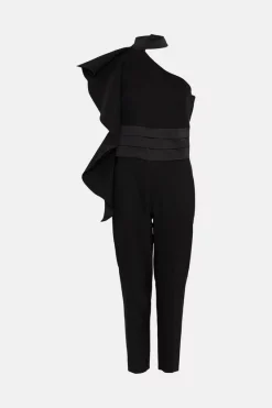 New 🤩 Karen Millen Satin Back Crepe Ruffle Sleeve Jumpsuit ✨ 11 New 🤩 Karen Millen Satin Back Crepe Ruffle Sleeve Jumpsuit ✨ -Occasionwear Popular Store bkk06517 black xl 3