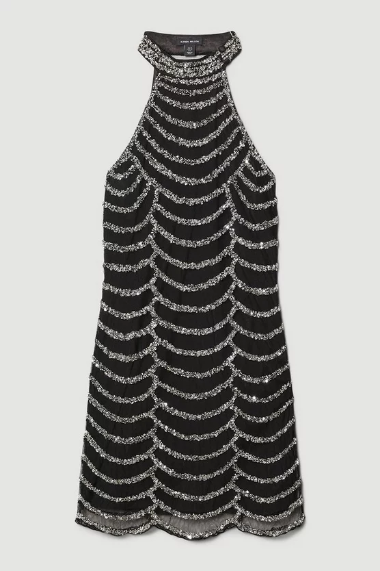 Best deal 🔔 Karen Millen Draped Beaded High Neck Mini 👗 Dress - black ✔️ 6 Best deal 🔔 Karen Millen Draped Beaded High Neck Mini 👗 Dress - black ✔️ - Image 4