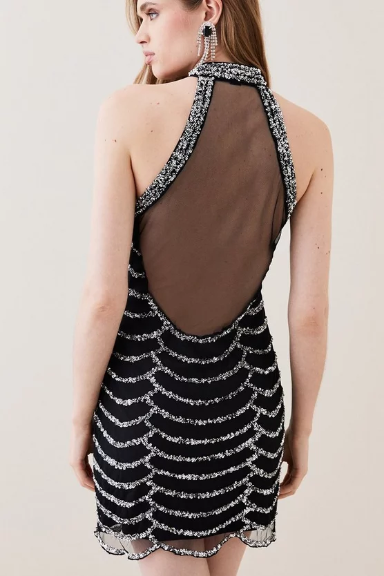 Best deal 🔔 Karen Millen Draped Beaded High Neck Mini 👗 Dress - black ✔️ 7 Best deal 🔔 Karen Millen Draped Beaded High Neck Mini 👗 Dress - black ✔️ - Image 5