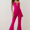 Best deal ✔️ Karen Millen Petite Knitted Bandage Corset Detail Jumpsuit - fuchsia 🎉 -Occasionwear Popular Store bkk06533 fuchsia xl