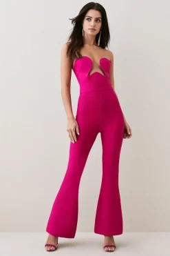 Best deal ✔️ Karen Millen Petite Knitted Bandage Corset Detail Jumpsuit - fuchsia 🎉