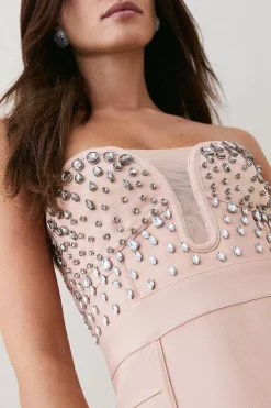 Buy 🧨 Karen Millen Petite Corset Bandage Embellished Mini 👗 Dress - blush 😀 -Occasionwear Popular Store bkk06537 blush xl 1