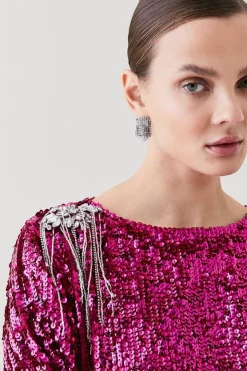Best deal ❤️ Karen Millen Sequin Crystal Embellished Woven Mini 👗 Dress - hot pink ❤️ 12 Best deal ❤️ Karen Millen Sequin Crystal Embellished Woven Mini 👗 Dress - hot pink ❤️ -Occasionwear Popular Store bkk06573 hot20pink xl 2