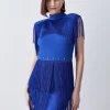 Buy 🌟 Karen Millen Fringed Ponte Detail Midi 👗 Dress 😉 -Occasionwear Popular Store bkk06584 electric20blue xl