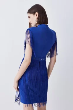 Buy 🌟 Karen Millen Fringed Ponte Detail Midi 👗 Dress 😉 -Occasionwear Popular Store bkk06584 electric20blue xl 2