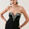 Budget ⌛ Karen Millen Tall Crystal Embellished Cady Bustier - black ✔️