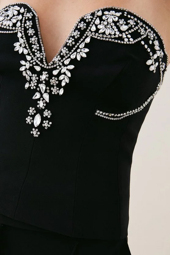 Budget ⌛ Karen Millen Tall Crystal Embellished Cady Bustier - black ✔️ 5 Budget ⌛ Karen Millen Tall Crystal Embellished Cady Bustier - black ✔️ - Image 3