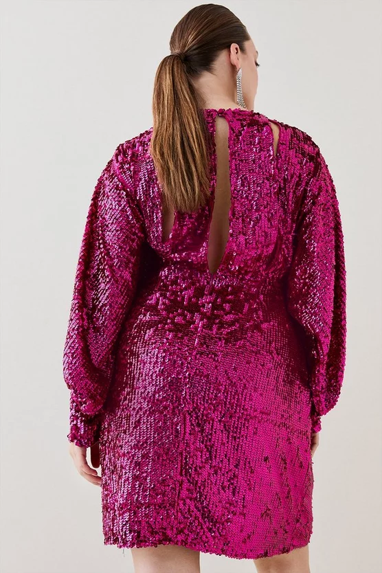 Discount 💯 Karen Millen Plus Sequin & Crystal Embellished Woven 👗 Dress - hot pink 👏 7 Discount 💯 Karen Millen Plus Sequin & Crystal Embellished Woven 👗 Dress - hot pink 👏 - Image 5