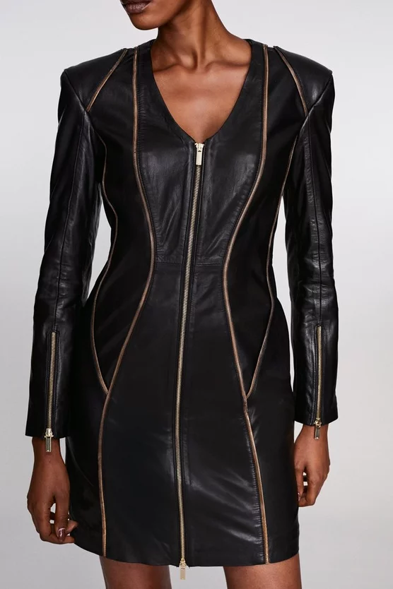 New ✨ Karen Millen Leather Snake Trim Detail Mini 👗 Dress - black ✔️ 5 New ✨ Karen Millen Leather Snake Trim Detail Mini 👗 Dress - black ✔️ - Image 3