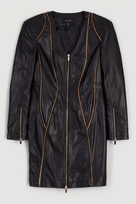 New ✨ Karen Millen Leather Snake Trim Detail Mini 👗 Dress - black ✔️ 6 New ✨ Karen Millen Leather Snake Trim Detail Mini 👗 Dress - black ✔️ - Image 4