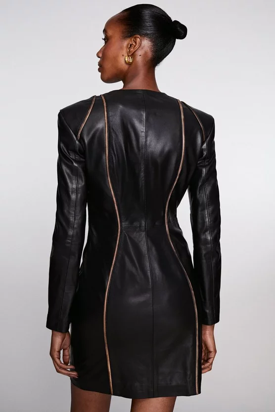 New ✨ Karen Millen Leather Snake Trim Detail Mini 👗 Dress - black ✔️ 8 New ✨ Karen Millen Leather Snake Trim Detail Mini 👗 Dress - black ✔️ - Image 6