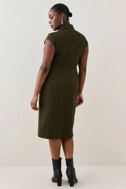 Cheap 🔔 Karen Millen Lydia Millen Plus Size Tweed Midi 👗 Dress - dark green 🧨 -Occasionwear Popular Store bkk06677 dark20green xl 2