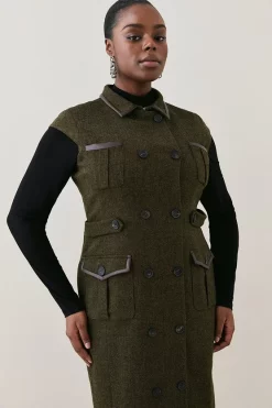 Cheap 🔔 Karen Millen Lydia Millen Plus Size Tweed Midi 👗 Dress - dark green 🧨 -Occasionwear Popular Store bkk06677 dark20green xl 4