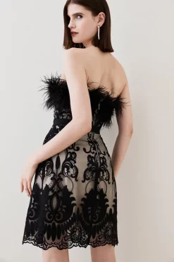 Best deal 👍 Karen Millen Graphic Embroidered Mesh Feather Woven Mini - nude 🤩 -Occasionwear Popular Store bkk06704 nude xl 2