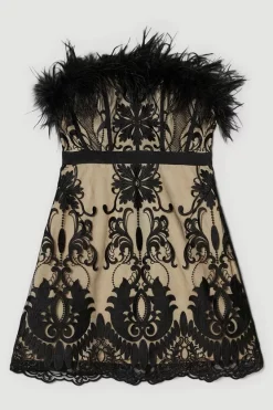 Best deal 👍 Karen Millen Graphic Embroidered Mesh Feather Woven Mini - nude 🤩 -Occasionwear Popular Store bkk06704 nude xl 3