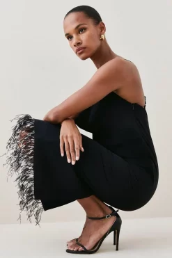 Budget 🔔 Karen Millen Mono Feather Hem Cowl Neck Cami Midaxi 👗 Dress - black ✔️ -Occasionwear Popular Store bkk06726 black xl 4
