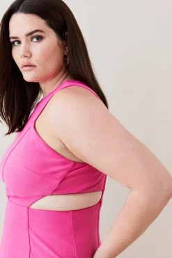 Flash Sale 😍 Karen Millen Plus Size Figure Form Cross Front Midi - pink 🔥 -Occasionwear Popular Store bkk06737 pink xl 1
