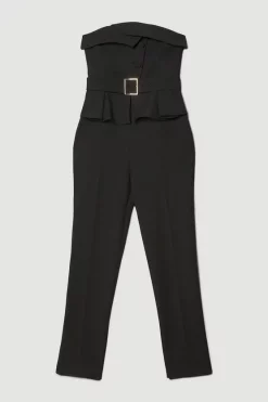 Discount 🧨 Karen Millen Compact Stretch Peplum Jumpsuit 💯 -Occasionwear Popular Store bkk06748 black xl 3
