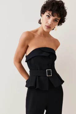 Discount 🧨 Karen Millen Compact Stretch Peplum Jumpsuit 💯 -Occasionwear Popular Store bkk06748 black xl 4
