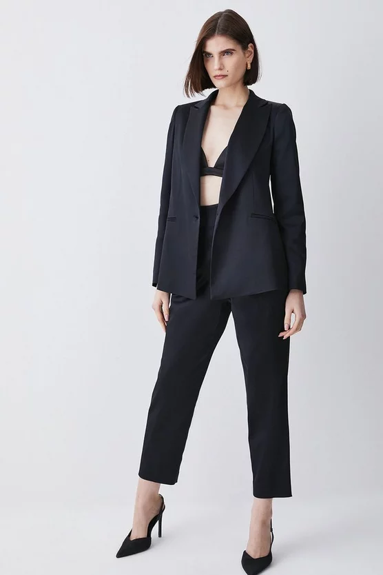 New 🔔 Karen Millen Italian Structured Satin Tailored Single Breasted Jacket 🔥 4 New 🔔 Karen Millen Italian Structured Satin Tailored Single Breasted Jacket 🔥 - Image 2