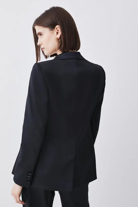 New 🔔 Karen Millen Italian Structured Satin Tailored Single Breasted Jacket 🔥 5 New 🔔 Karen Millen Italian Structured Satin Tailored Single Breasted Jacket 🔥 - Image 3