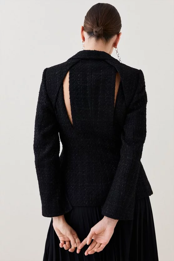 Outlet β¨ Karen Millen Embellish Collar Sparkle Boucle Pleated Midi π Dress βοΈ 5 Outlet β¨ Karen Millen Embellish Collar Sparkle Boucle Pleated Midi π Dress βοΈ - Image 3